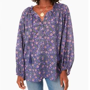 Emerson Fry India Collection Iris Wildflower Bardot Top.